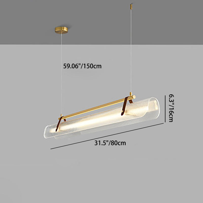 BrightAether ArcLED Pendelleuchte | Minimalistisch | Leder & Acryl | Lineares Design | Dimmbar | Stilvolle Beleuchtung für Essbereiche