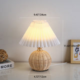 RattaLume Nordic LED Tischlampe | Geflochtenes Rattan & Faltstoffschirm | Stimmungslicht | Deko fürs Schlafzimmer