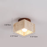 LumiCraft Japanisches Wabi-Sabi Säulen-Deckenlicht | Travertin & Holz | Semi-flächenbündige Montage