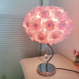 Roseva Art Deco Tischlampe | Stoff-Rosenschirm | Elegante Beleuchtung | Schlafzimmer Dekoration