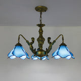 LuminoBloom Vintage Tiffany Kronleuchter | 3/5 Lichter | Glas & Eisen | Stilvolle Beleuchtung