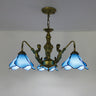 LuminoBloom Vintage Tiffany Kronleuchter | 3/5 Lichter | Glas & Eisen | Stilvolle Beleuchtung
