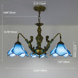 LuminoBloom Vintage Tiffany Kronleuchter | 3/5 Lichter | Glas & Eisen | Stilvolle Beleuchtung
