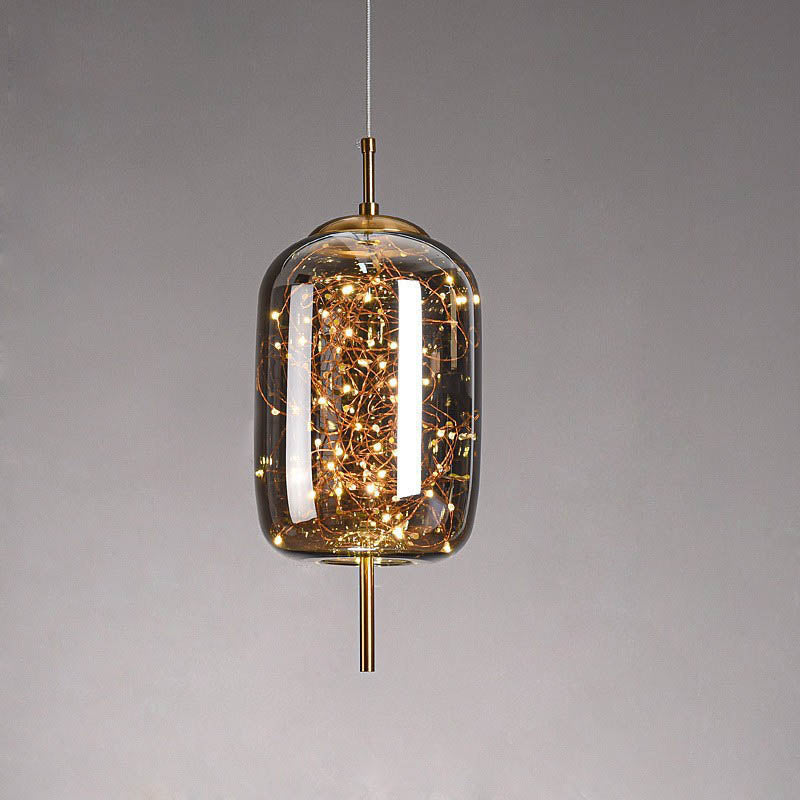 LumoSphere Nordic Pendelleuchte | Zylinder Oval Design | Glas-Lampe | Dimmbares LED Licht | Schlafzimmer & Wohnräume