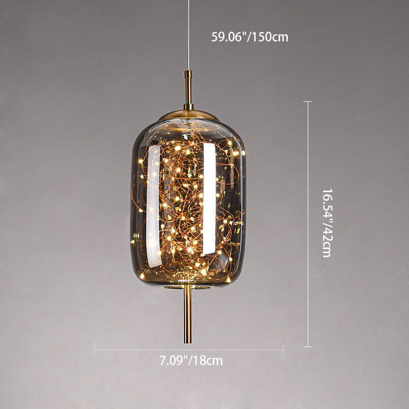 LumoSphere Nordic Pendelleuchte | Zylinder Oval Design | Glas-Lampe | Dimmbares LED Licht | Schlafzimmer & Wohnräume