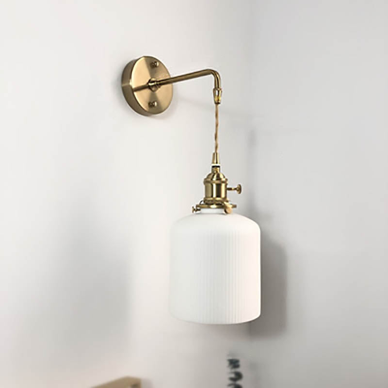 BrassGlow Japanische Retro Wandleuchte | Minimalistisches Design | Zylinder Oval | Messing & Lucite | 1-flammig