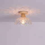 Logra Japanese Minimalist 1-Licht Semi-Flush Mount Deckenleuchte | Holz & Glas | Stimmungslicht | Deko für Zuhause