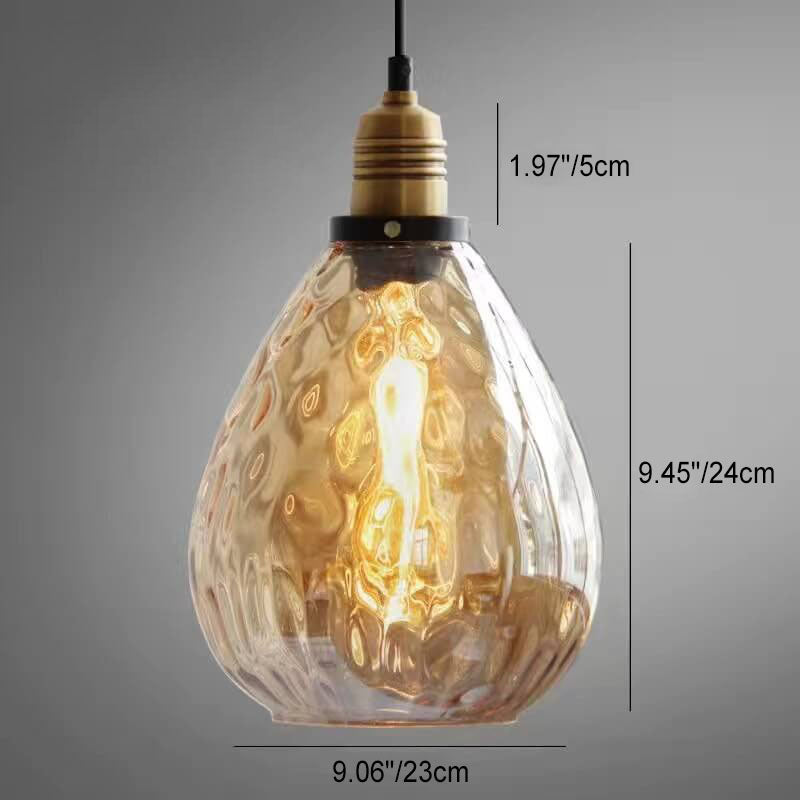Glazenya Amber Pendelleuchte | Nordic Design | Wassermuster-Glaskuppel | Vintage 1-flammige Hängeleuchte