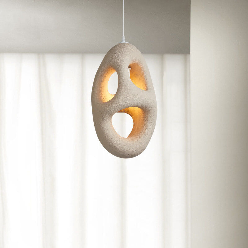 Resinoid Wabi-Sabi Pendelleuchte | Geometrisches Kreisdesign | Japanischer Stil | Einzigartige Beleuchtung