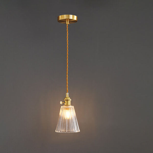 Bellux Glas Pendelleuchte | Modernes Glockenschirmdesign | Messingoptik | 1-flammig | Luxuriöse Beleuchtung