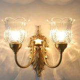 LustraBloom Vintage Wandleuchte | Messing & Glas | 1/2 Flammen | Elegantes Blütendesign