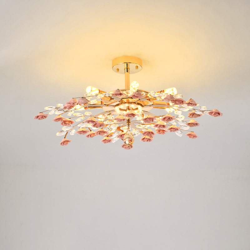 LustraRose Elegance | Keramik Kristall Kronleuchter | 6/7/8-flammig | Luxuriöse Beleuchtung