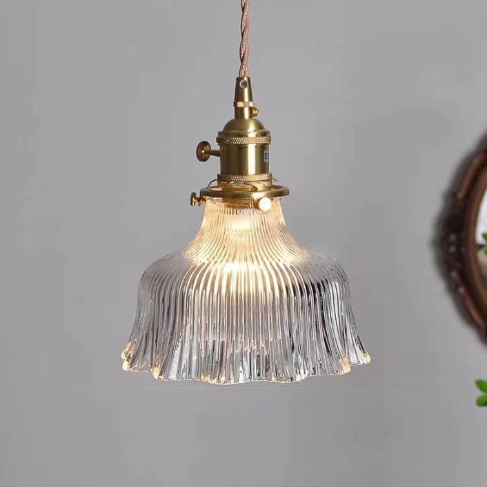 OrnaLite Nordic Pendelleuchte | Kupfer & Walnussholz | Blütendesign | Minimalistischer Stil