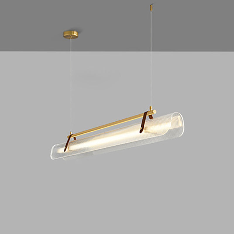 BrightAether ArcLED Pendelleuchte | Minimalistisch | Leder & Acryl | Lineares Design | Dimmbar | Stilvolle Beleuchtung für Essbereiche