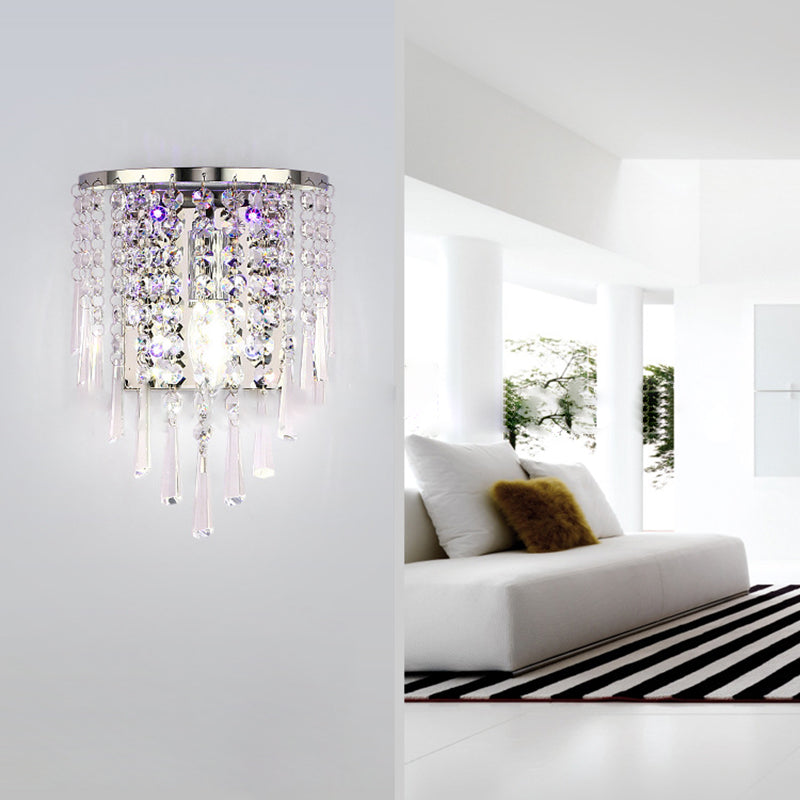 LuxeRadii Kristall Wandleuchte | Halbrunde Luxuslampe | Edelstahl & Perlen Design | 1-Licht Wandbeleuchtung