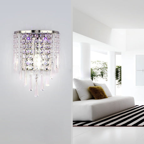LuxeRadii Kristall Wandleuchte | Halbrunde Luxuslampe | Edelstahl & Perlen Design | 1-Licht Wandbeleuchtung