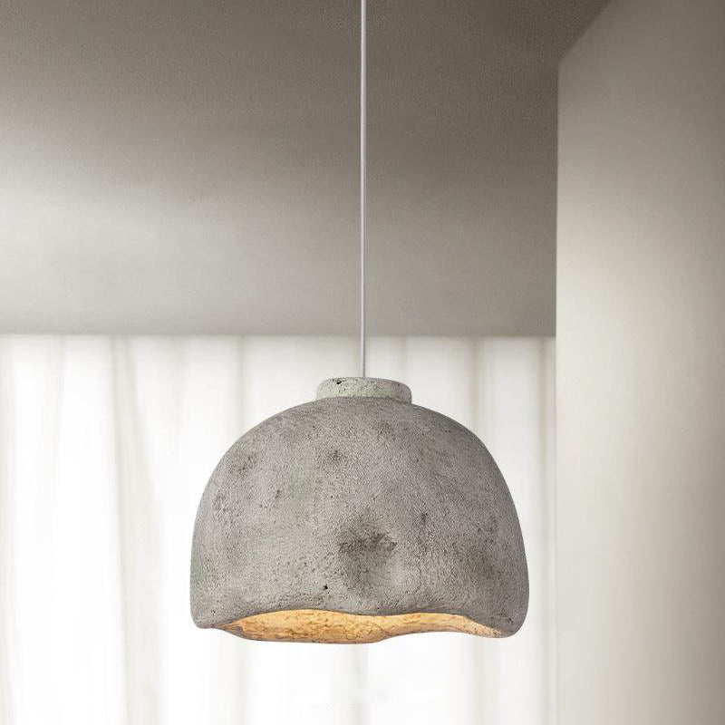 RockLume Pendelleuchte im nordischen Stil | Halbrund mit Steinstruktur | 1 Licht | Perfekt für Esszimmer
