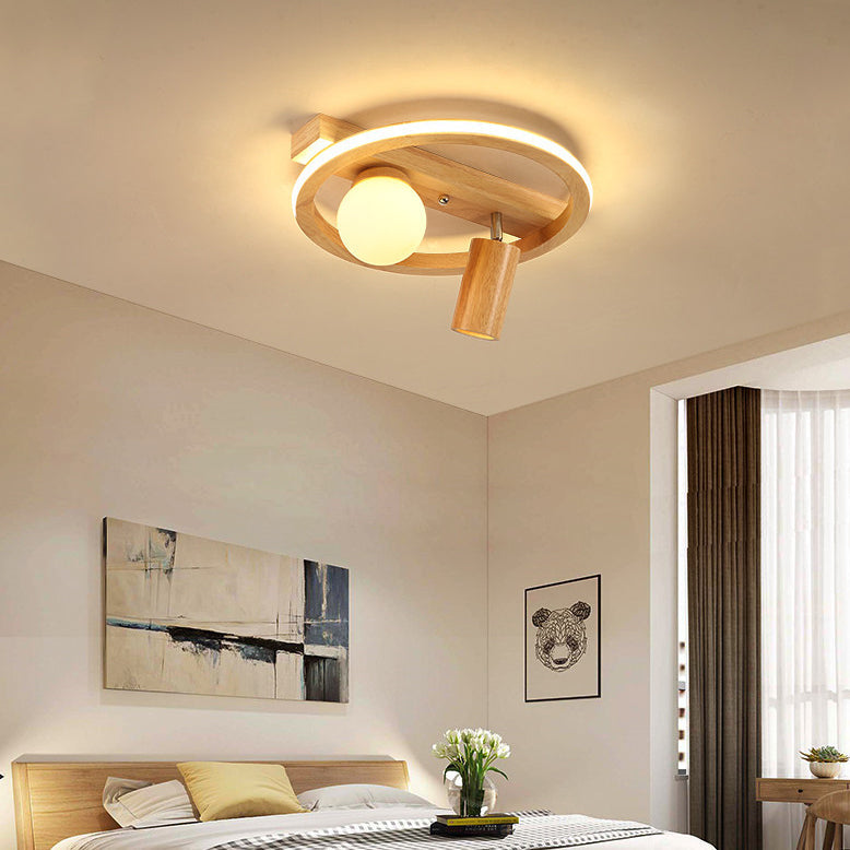 Velustra Nordic Holz LED Deckenleuchte | Modernes Design | Energieeffizient | Runde Holzlampe für Zuhause