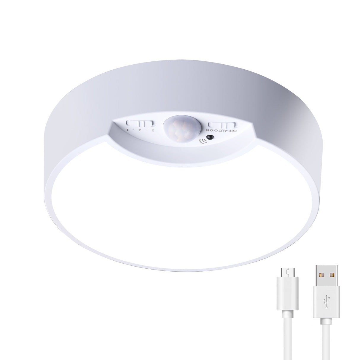 SenseLux Runde LED Deckenleuchte | Bewegungssensor | Weißes Licht | Batteriebetrieben & Wiederaufladbar