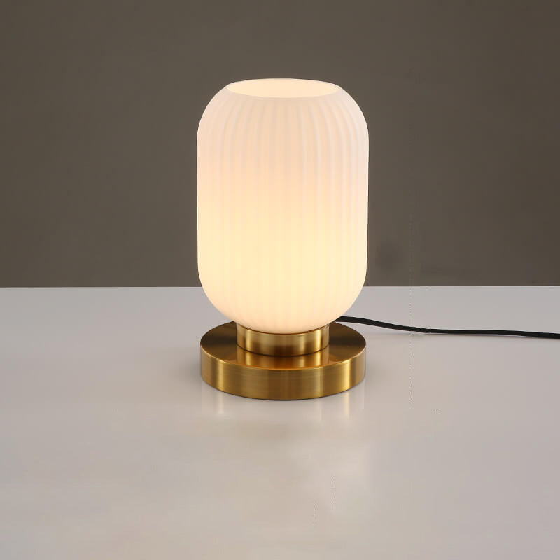 LunaStripe Nordic Design Glas Oval Tischlampe | 1 Licht | Dekorative Beleuchtung für Zuhause