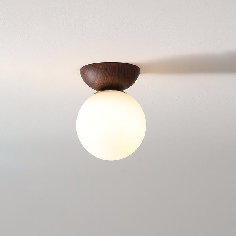 LumiHaus Deckenleuchte Holz | Japanisch-Nordisches Design | Glas Kugel | Warmes Stimmungslicht