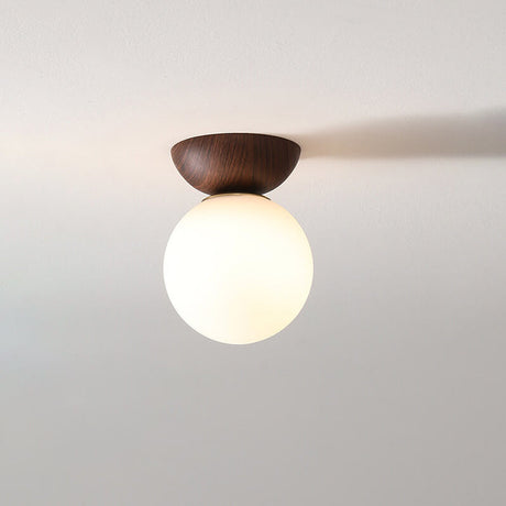 LumiHaus Deckenleuchte Holz | Japanisch-Nordisches Design | Glas Kugel | Warmes Stimmungslicht