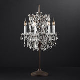 CrystalCrown Vintage Tischlampe mit Kandelaber-Design | Kristallverzierung | Eisenfuß | Deko für Schlafzimmer & Wohnzimmer