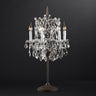 CrystalCrown Vintage Tischlampe mit Kandelaber-Design | Kristallverzierung | Eisenfuß | Deko für Schlafzimmer & Wohnzimmer