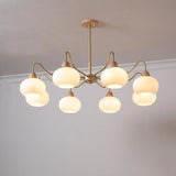 Gloriva Japanischer Kronleuchter | Glas & Holz | 3/6/8-flammig | Minimalistisches Design