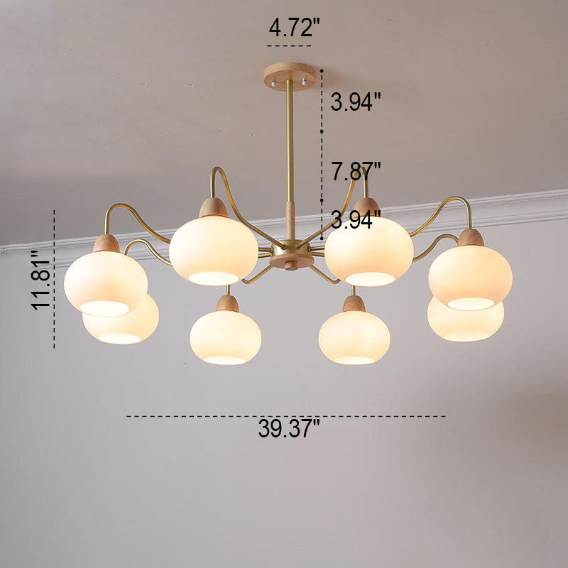 Gloriva Japanischer Kronleuchter | Glas & Holz | 3/6/8-flammig | Minimalistisches Design