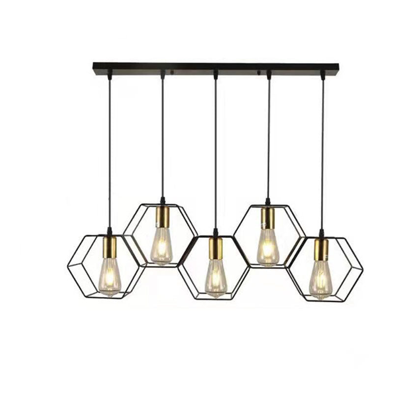 Ironis Vintage Kronleuchter | Geometrisches Design | 3/5-flammige Inselbeleuchtung | Industrieller Stil