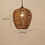 RattanDome Retro Pendelleuchte | Handgewebtes Rattan-Design | 1-Licht | Natürliche Wohnbeleuchtung