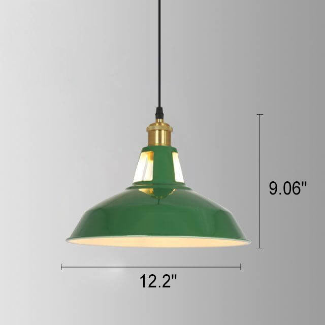 RetroDome Industrielle Vintage Pendelleuchte | Grünes Eisen-Kuppeldesign | Einzellicht | Rustikale Deckenbeleuchtung