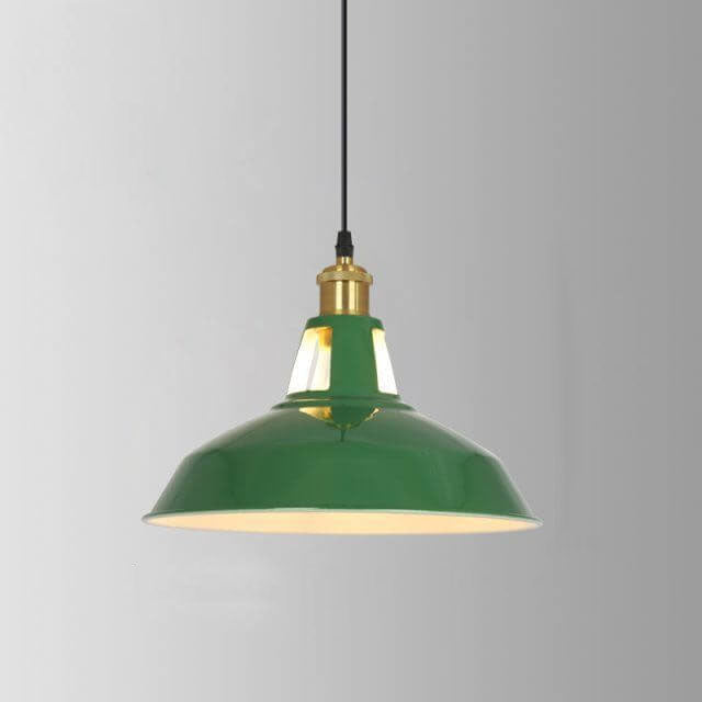 RetroDome Industrielle Vintage Pendelleuchte | Grünes Eisen-Kuppeldesign | Einzellicht | Rustikale Deckenbeleuchtung
