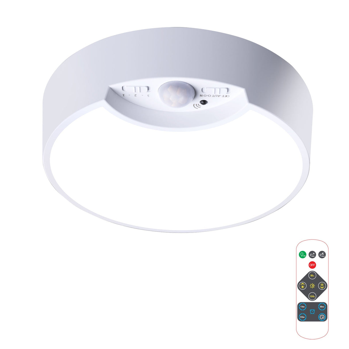 SenseLux Runde LED Deckenleuchte | Bewegungssensor | Weißes Licht | Batteriebetrieben & Wiederaufladbar