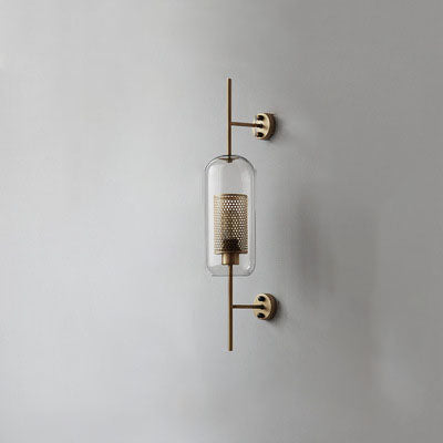 Lumivault Industrial Wandlampe | Zylindrischer Glasschirm | Eisenrahmen | Deko für Schlafzimmer & Wohnräume