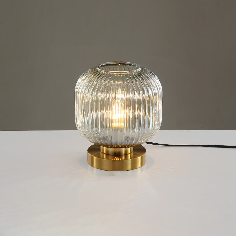 LunaStripe Nordic Design Glas Oval Tischlampe | 1 Licht | Dekorative Beleuchtung für Zuhause