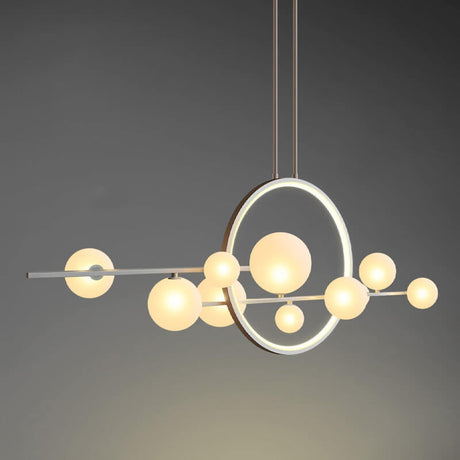 GlintSphere Elegante Glas Pendelleuchte | Magische Bohnenform | 7/10-Licht Island-Leuchte