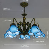 LuminoBloom Vintage Tiffany Kronleuchter | 3/5 Lichter | Glas & Eisen | Stilvolle Beleuchtung