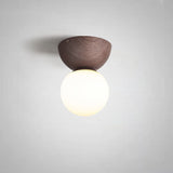 LumaFlair ZenGlow Japanischer Minimalismus LED Deckenleuchte | Holzoptik | Glasdesign | Runde Form | Flush Mount | Stilvolle Beleuchtung