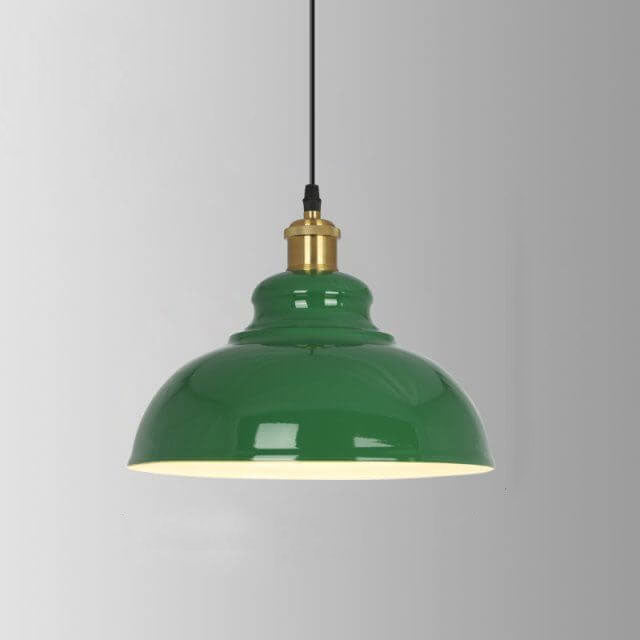 RetroDome Industrielle Vintage Pendelleuchte | Grünes Eisen-Kuppeldesign | Einzellicht | Rustikale Deckenbeleuchtung