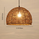 RattanDome Retro Pendelleuchte | Handgewebtes Rattan-Design | 1-Licht | Natürliche Wohnbeleuchtung