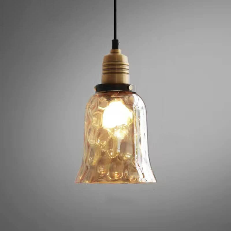 Glazenya Amber Pendelleuchte | Nordic Design | Wassermuster-Glaskuppel | Vintage 1-flammige Hängeleuchte