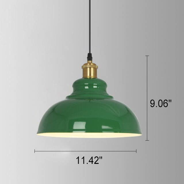 RetroDome Industrielle Vintage Pendelleuchte | Grünes Eisen-Kuppeldesign | Einzellicht | Rustikale Deckenbeleuchtung