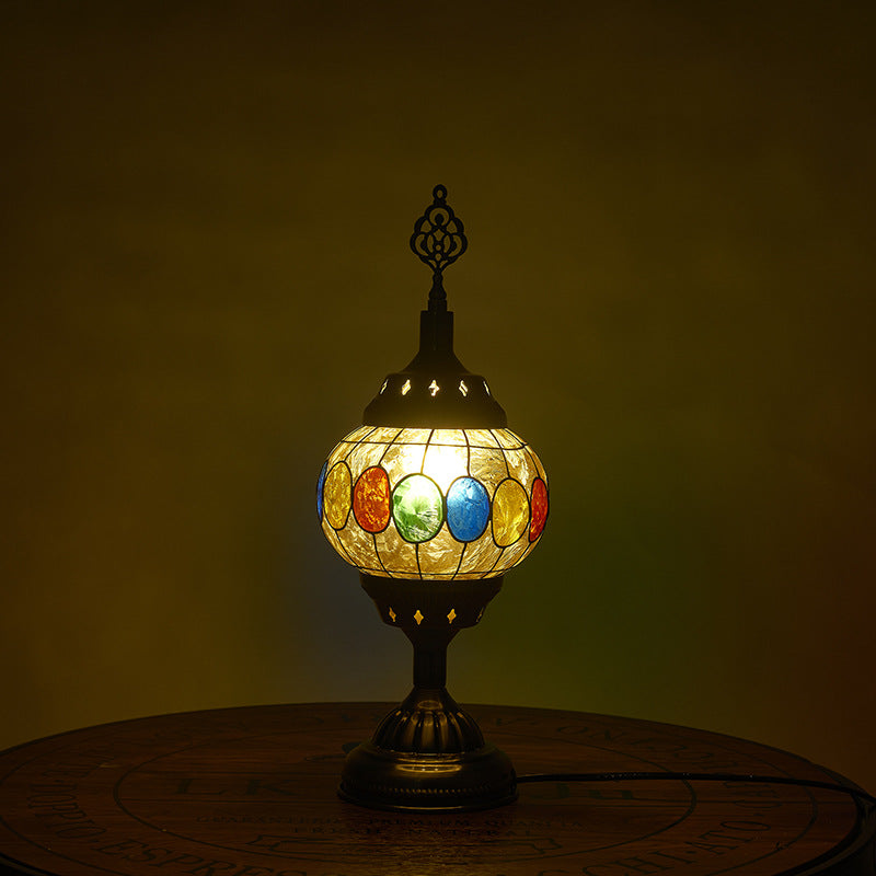 Glomera Tiffany Tischlampe | Ovales Design | Romantische Beleuchtung | Für Schlafzimmer & Wohnräume