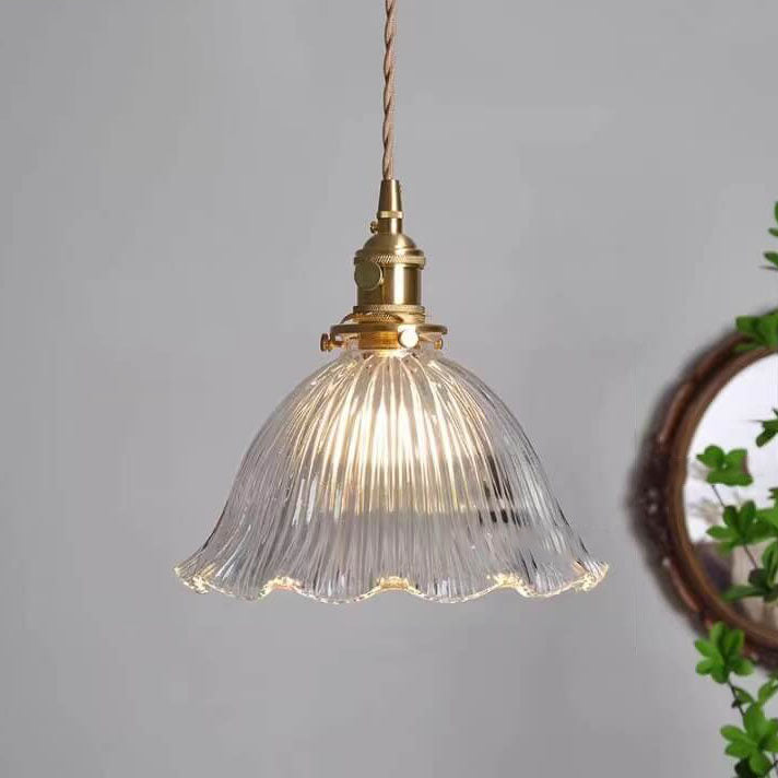 OrnaLite Nordic Pendelleuchte | Kupfer & Walnussholz | Blütendesign | Minimalistischer Stil