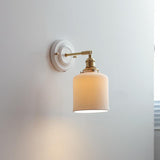 LumiZen Vintage Japanische Keramik & Messing Wandlampe | 1-Licht | Klassisches Design | Wohnzimmer Deko | Elegante Beleuchtung