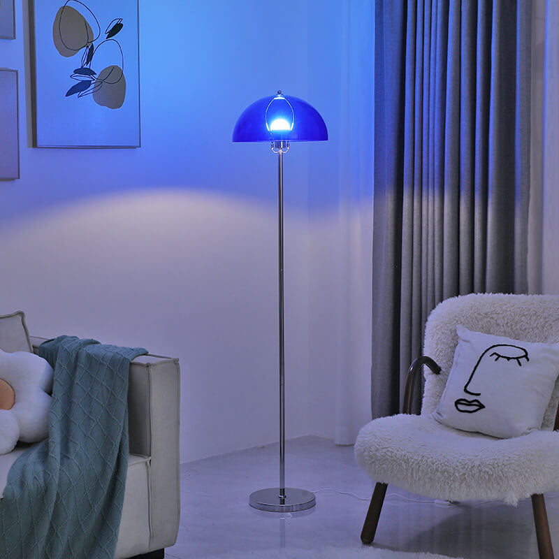 AuroraDome Nordic Vintage Acryl LED Stehlampe | Klarer Kuppelschirm | 3 Lichtfarben | Elegantes Design für Wohnräume