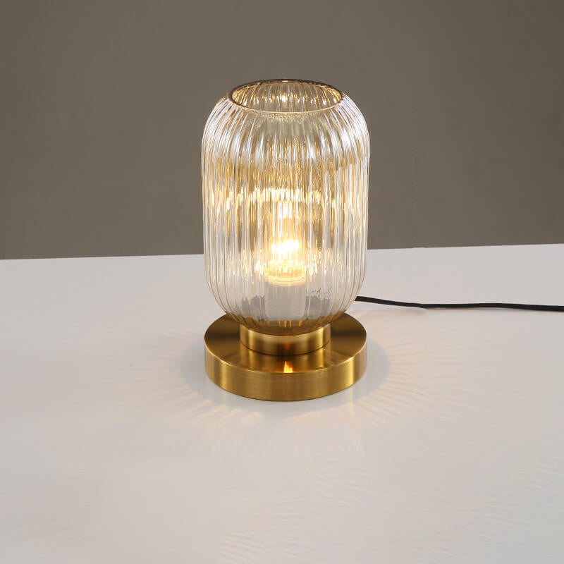 LunaStripe Nordic Design Glas Oval Tischlampe | 1 Licht | Dekorative Beleuchtung für Zuhause