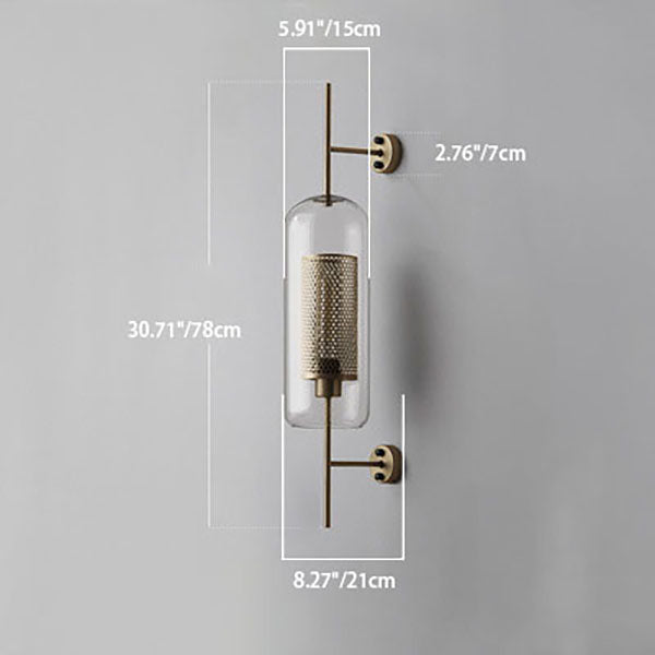 Lumivault Industrial Wandlampe | Zylindrischer Glasschirm | Eisenrahmen | Deko für Schlafzimmer & Wohnräume